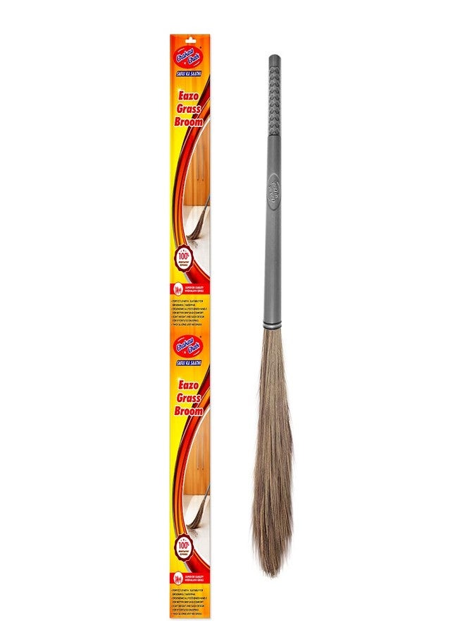 Chakaa chak Chakaachak Eazo Grass Broom | Meghalaya Grass Jhadu for Home Cleaning | Long Lasting & Durable Zadu | Removes Fine Dust from Floor & Ceiling | Plastic Handle | Lightweight & Eco-Friendly - Image 1